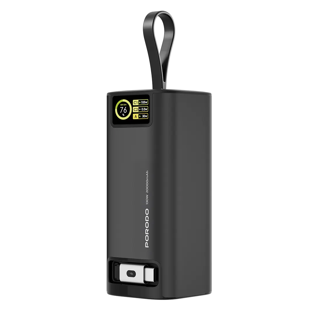 Porodo 20000mAh Power Bank 130W 1m Retractable Type-c