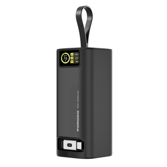 Porodo 20000mAh Power Bank 130W 1m Retractable Type-c