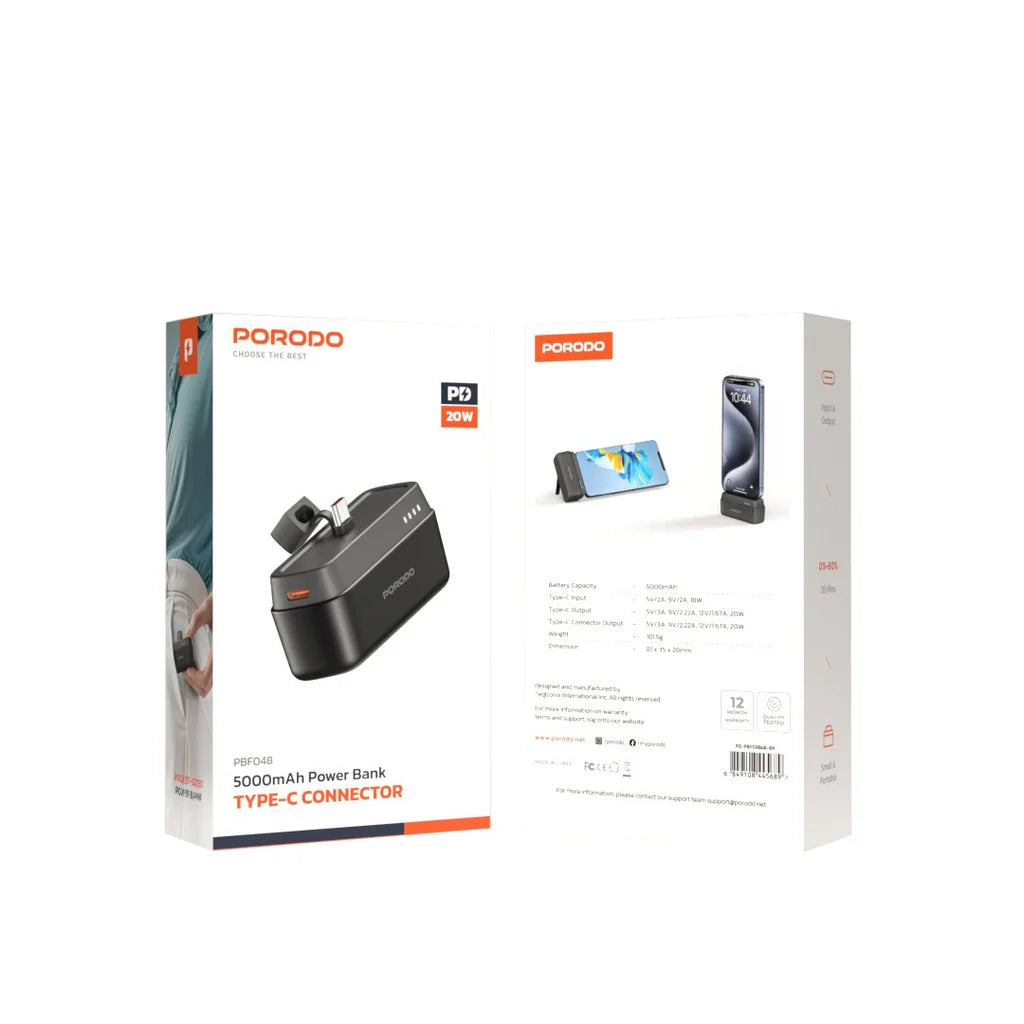 Porodo 5000mAh Power Bank Type-c Connector PB048