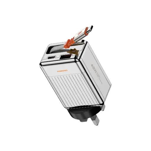 Porodo Retractable Type-c 24W Super Fast Charger 75cm FWC054