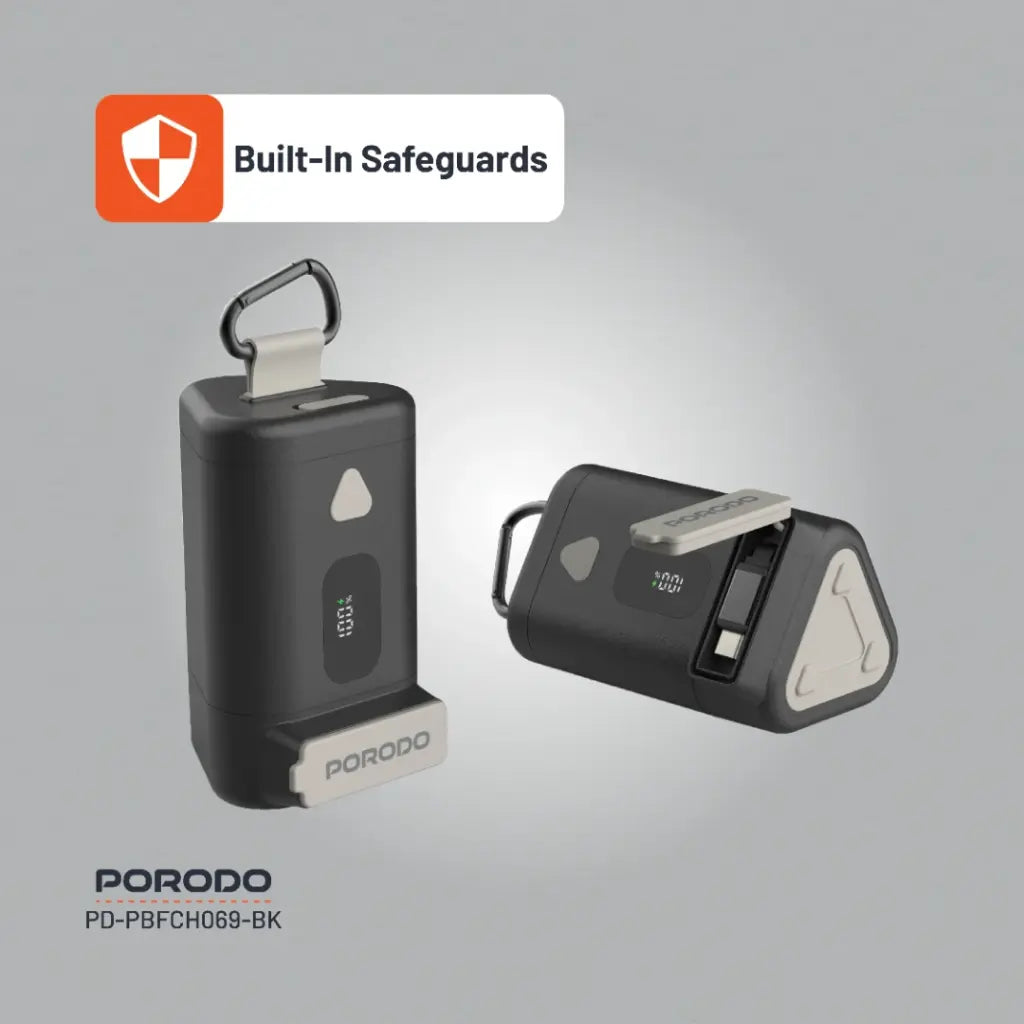 Porodo 15000 mAh Poer Bank 70cm Retractable Type-c PB069