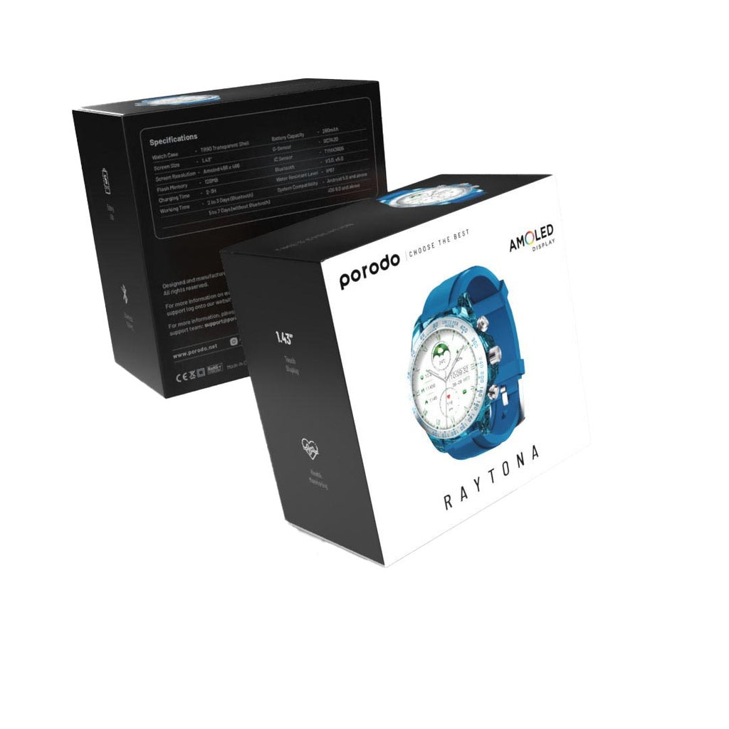 Porodo Raytona Smart Watch Blue Dial + Silicon Strap