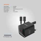 Porodo Power Delivery Wall Charger 1.2m USB-C TO Lightning Cable Included FWC023