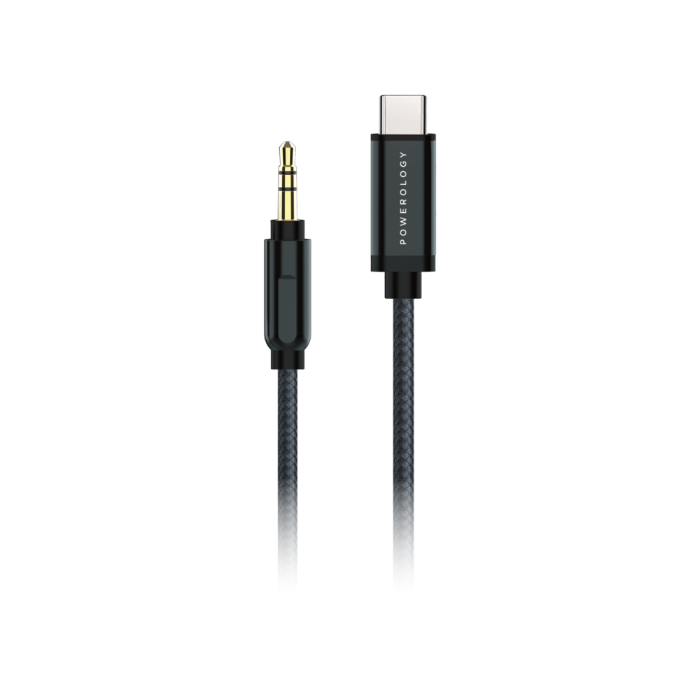 Powerlogy Aluminium Braided Audio Cable Type-c TO Aux Connecteur 1.2m - Black