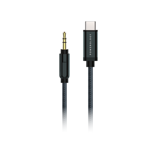 Powerlogy Aluminium Braided Audio Cable Type-c TO Aux Connecteur 1.2m - Black