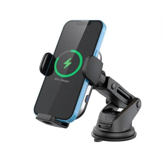 Powerology Dual Coil Car Mount Wireless Charger 15W Built-in Cooling Fan
