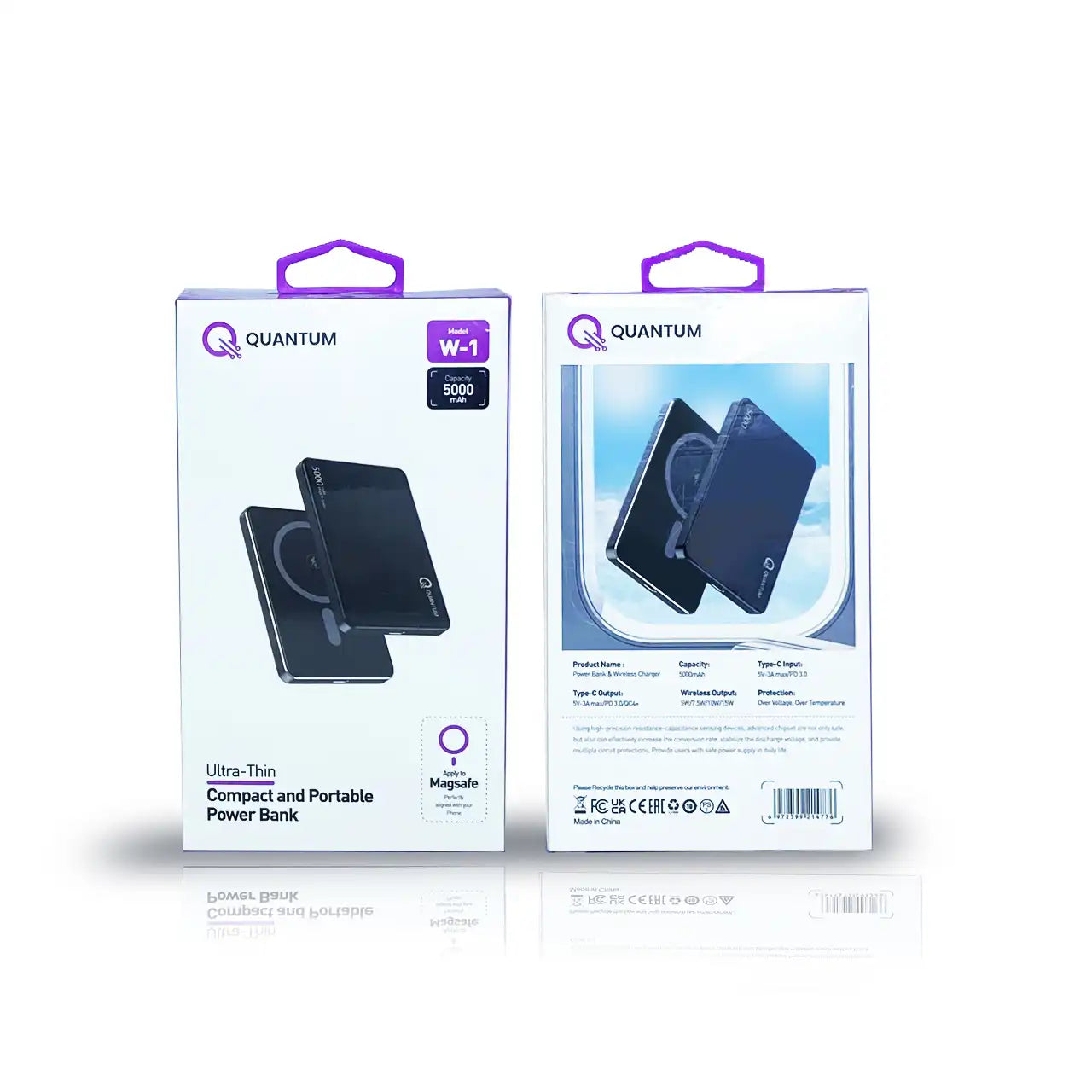 Quantum Ultra -Thin Compact and Portable Magsafe Power Bank 5000mAh W-1
