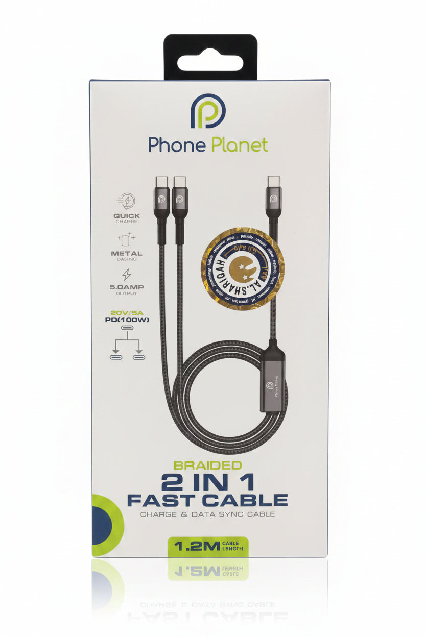 Phone Planet Braided 2 in 1 Fast Charge & And Data Sync Cable - PP-CCC-016-120