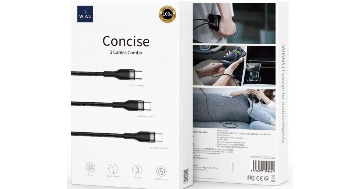 Wiwu Concise 3Cable Combo Set Usb-C 100W