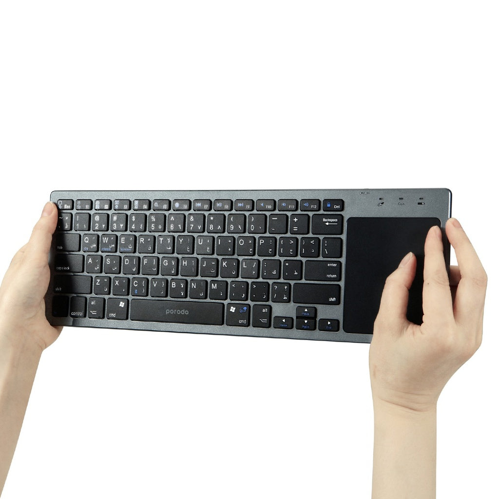 Porodo Wireless Keyboard With Touch - Pad Ultra Slim PD - WKBTP - GY