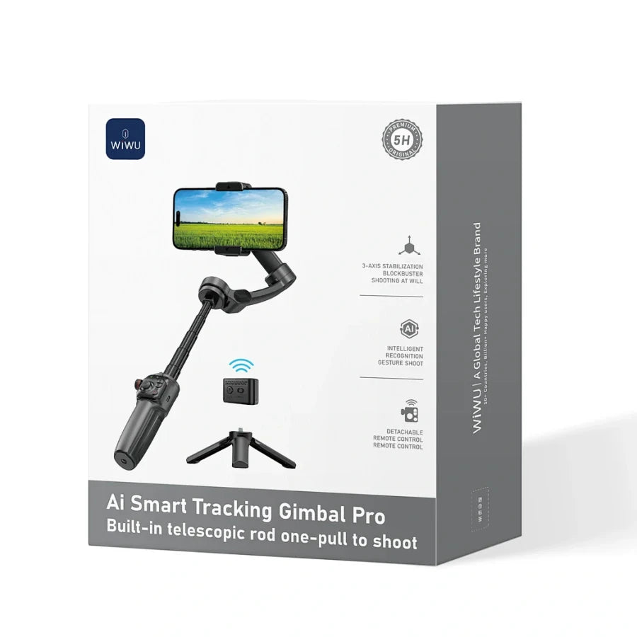 Wiwu Ai Smart Tracing Gimbal Pro Built-in Telescopic Rod One -Pull To Shoot - WI-SE016