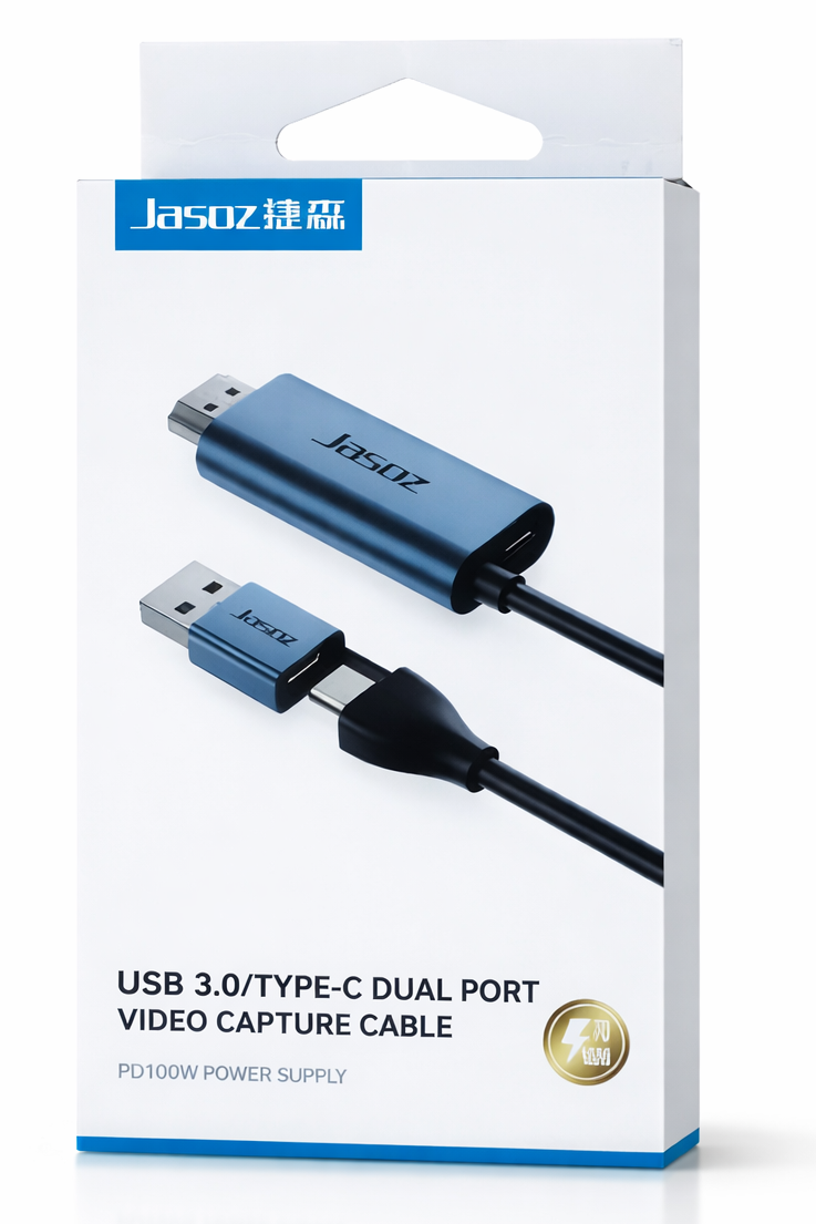 jasoz USB 3.0/TYPE -C Dual Port Video Capture Cable 100W