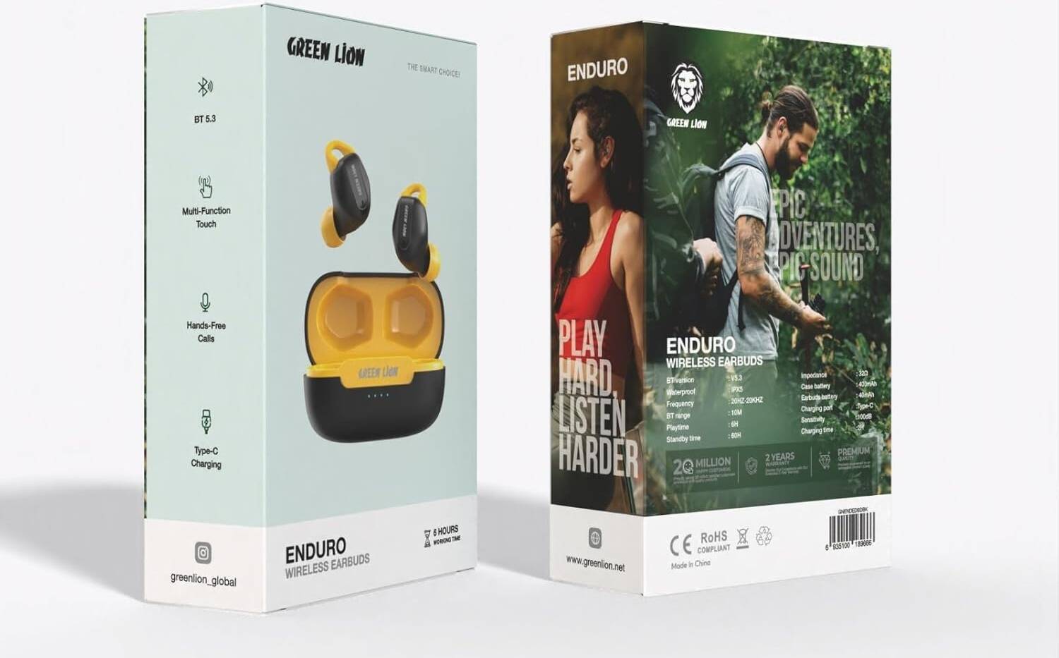 Green Lion Majestic Enduro Wireless Earbuds - Black