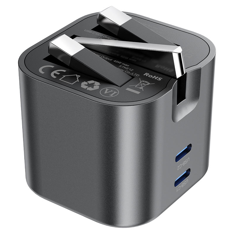 Acefast Gan Fast Dual Port Charger Dual USB-C Port 45W - A121 Black