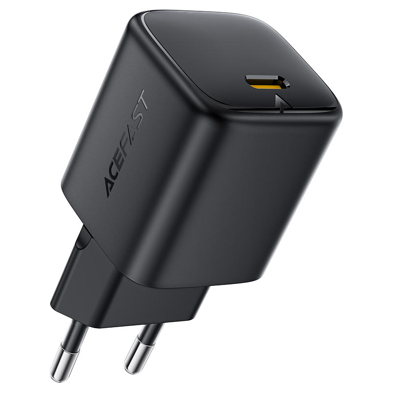 Acefast Gan Fast Single Port Charger Set With USB-C Port With USB-C Cable 1.2m - AF-22 Black