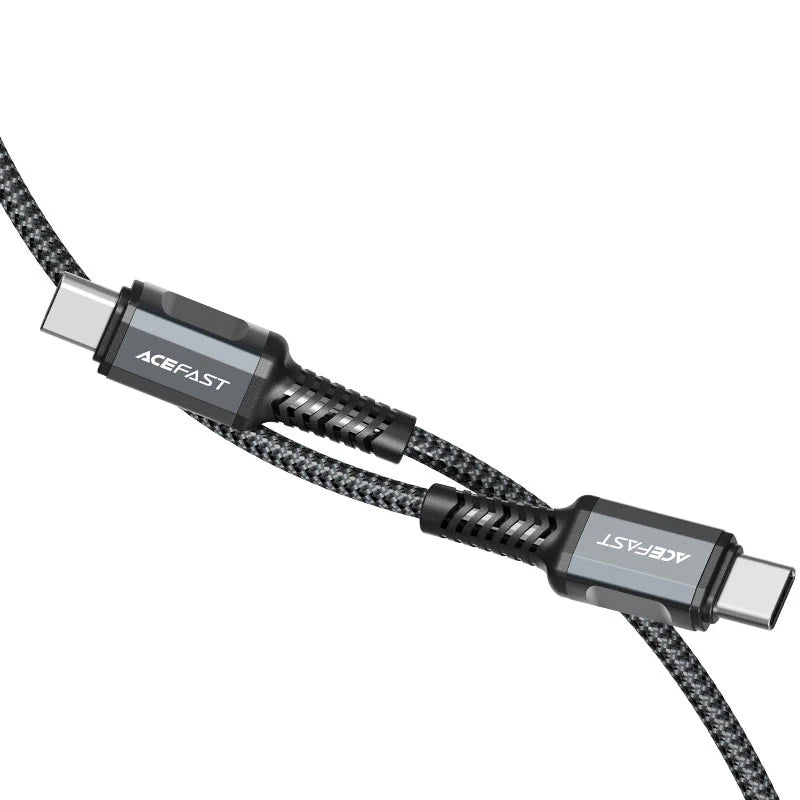 Acefast Safe And Durable Wear Resistant Nylon Braid USB-C TO USB-C 60W 1.2m - C1-03 Black
