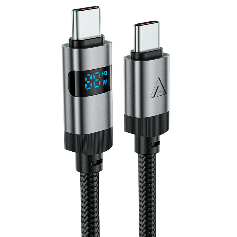 كابل بيانات وشحن سريع من Acefast، USB-C إلى USB-C، 60 واط، 1.2 متر - C15-03، أسود