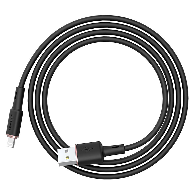 Acefast Soft And Durable Silicone Material USB-A Lightning Cable 1,2m - C2-02 Black