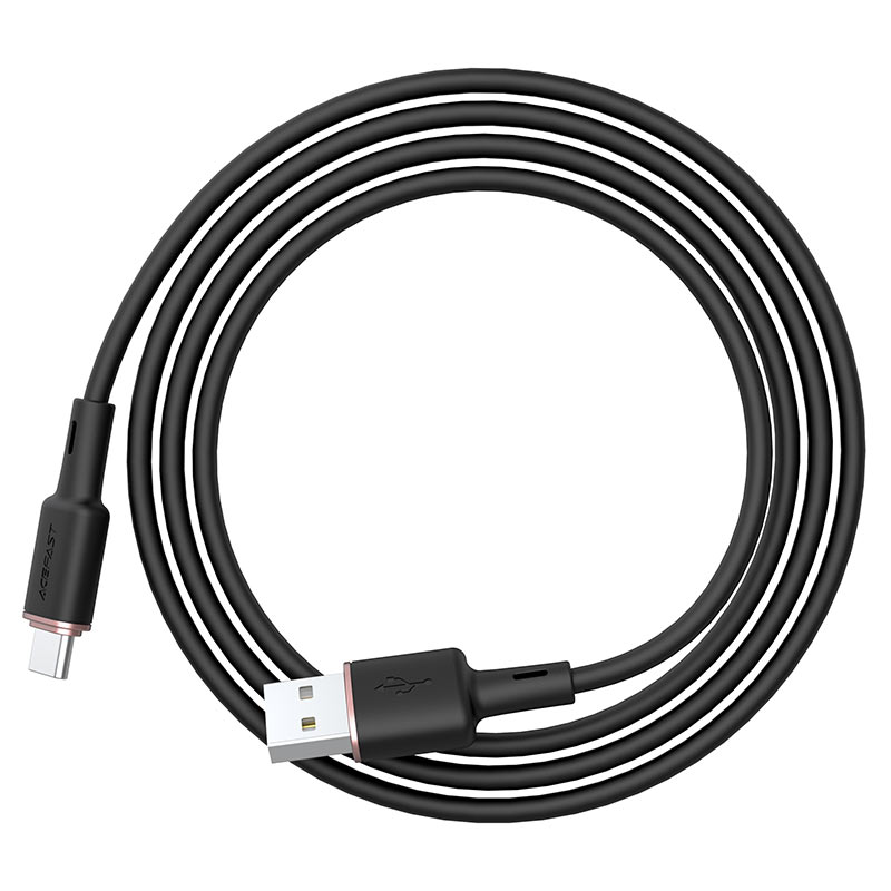 Acefast Soft And Durable Silicone Meterial USB-A TO USB-C 1.2m - C2-04 Black