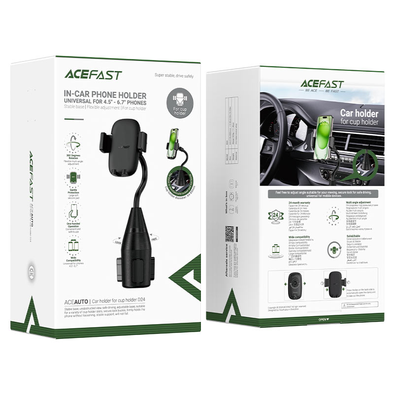 Acefast In-Car Phone Holder Unversal For 4,5-6.7 Phones - D24 Black