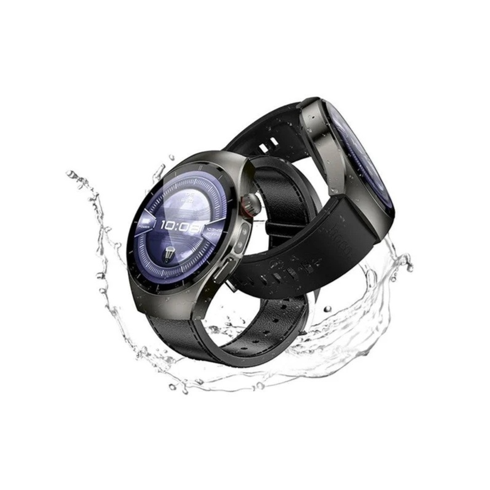 ‎hoco Silicone & Leather Double Strap Smart Watch Y40 Black