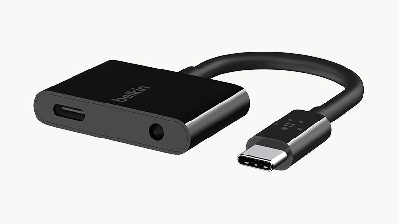 Belkin Rockstar Audio+ USB-C Charge Adapter USB-C 3.5mm Audio +Recharge