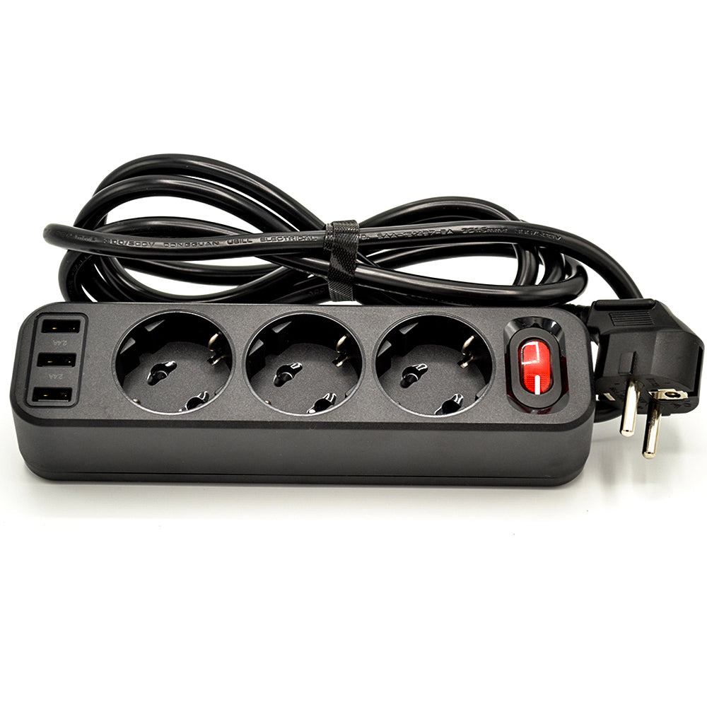 Hoco 3 USB+3 BIT Multifunctional Safety Socket 4000W (NS-2)1.8m