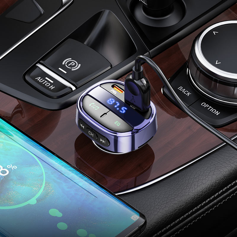 ‎hoco PD30W Car Charger And Wireless Fm Transmitter E70 Black