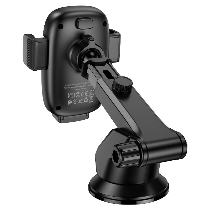 hoco Center Console Car Holder 15W Wireless Charging - HW32 Black