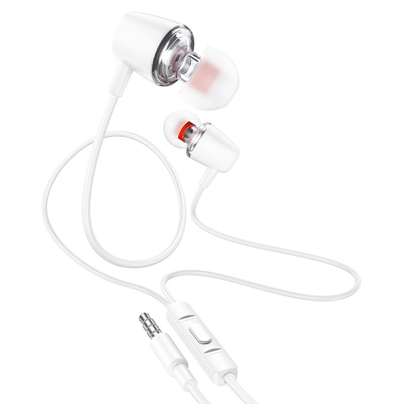 Hoco Transparent Universal Earphone With Mic M107 - White