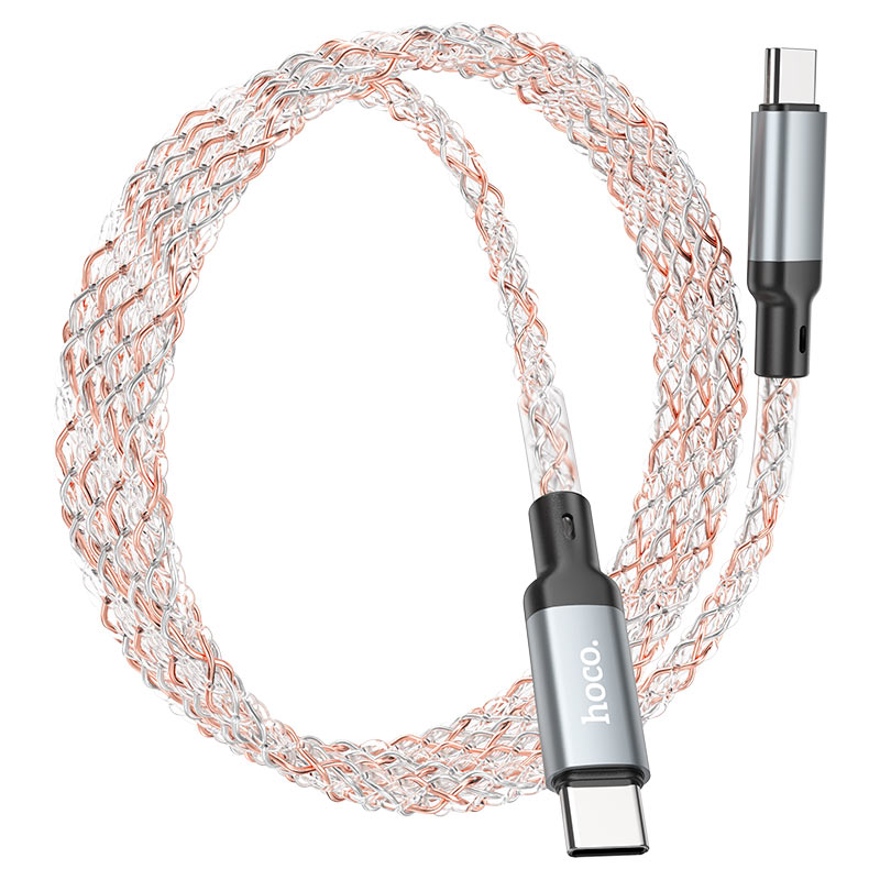 Hoco Shine Charging Data Cable Usb-C TO Usb-C 1M 60W U112 - Led Colorful