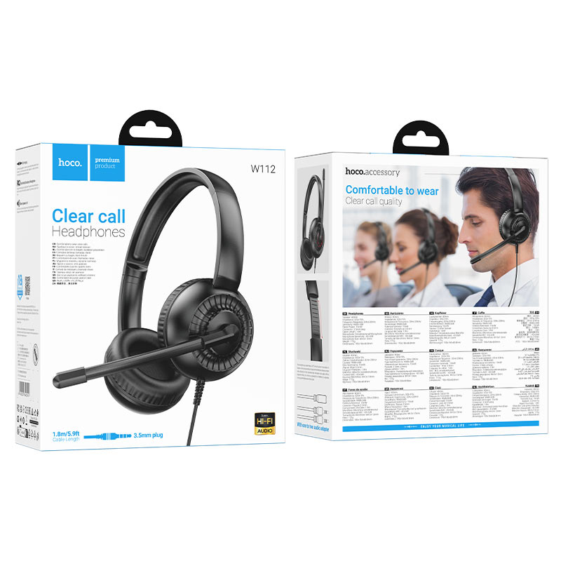 Hoco Clear Call Head Phones W112 Black
