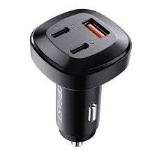 Acefast Three-Port Car Charger Intelligent Powe Distribution 66W - B3 Black